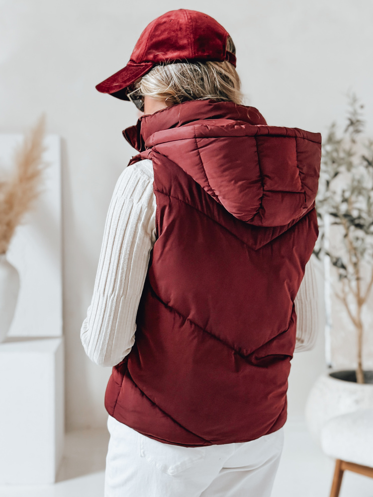 Vestă matlasată bordo pentru femei LIKEHUGS