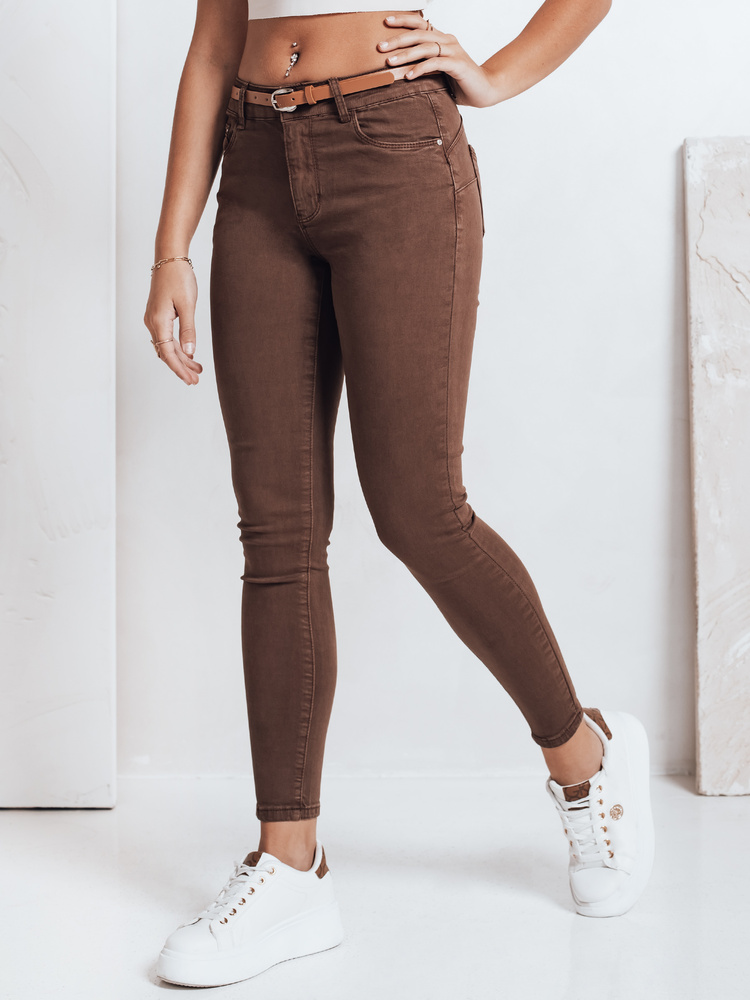 Blugi maro slim fit pentru femei Dstreet