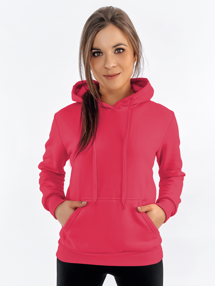 DStreet Bluza damska BASIC z kapturem różowa