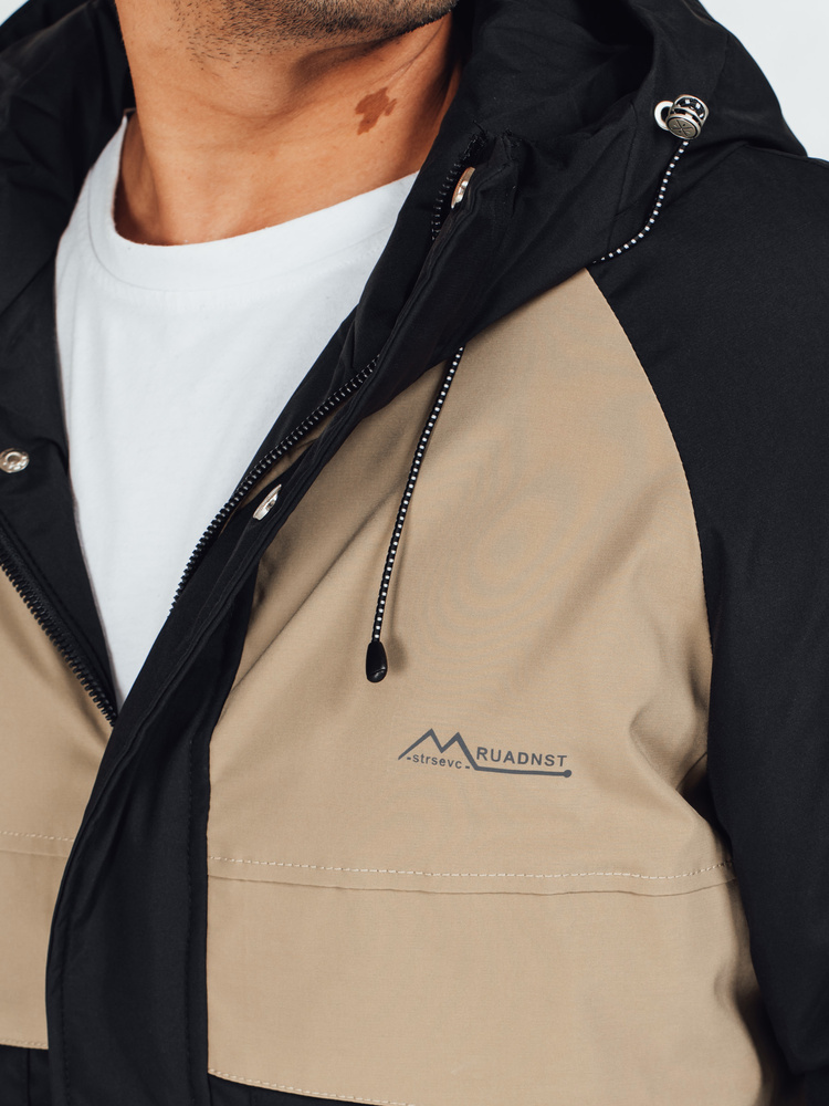 Kurtka męska zimowa z kapturem beżowa Dstreet
