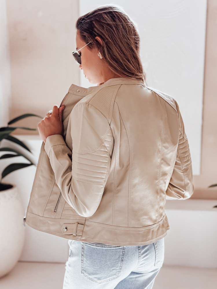 Geacă de piele pentru femei ROCKMISS bej