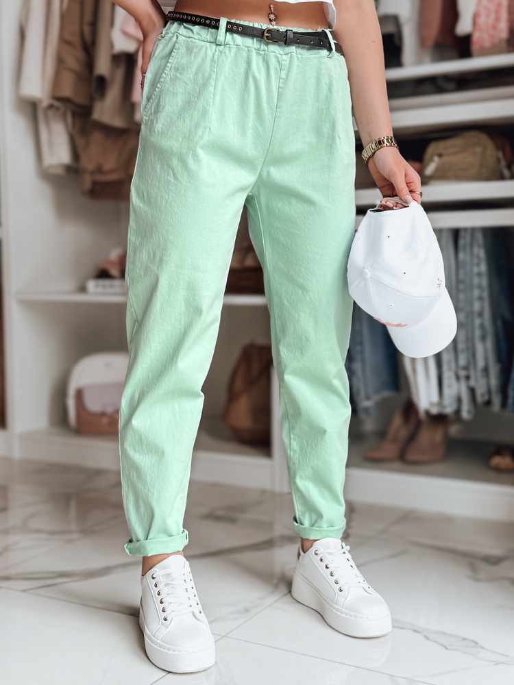 Pantaloni chino de damă cu curea, mentă