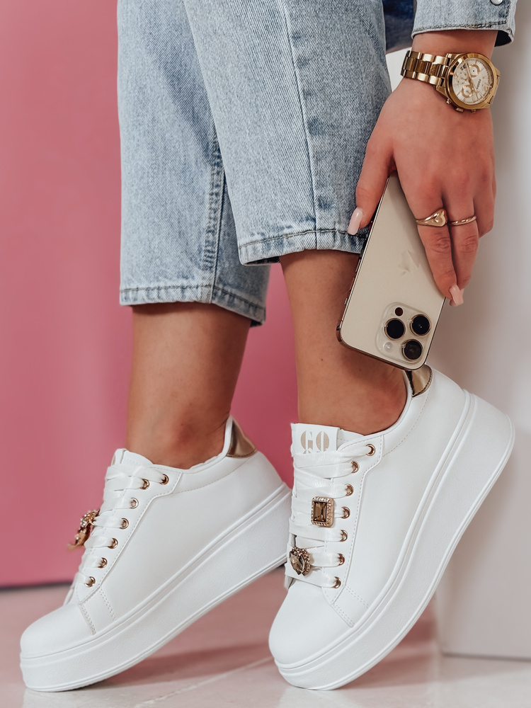 Sneakersy damskie na platformie SOLICIA złote Dstreet