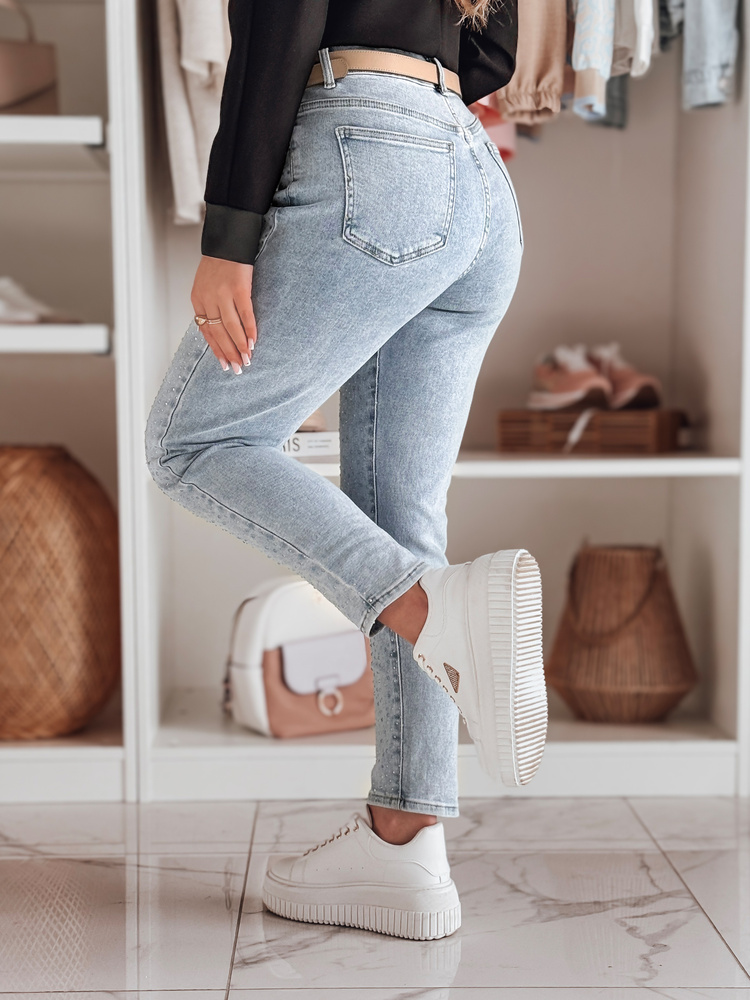 Spodnie damskie jeansowe slim fit SPARKLI niebieskie Dstreet