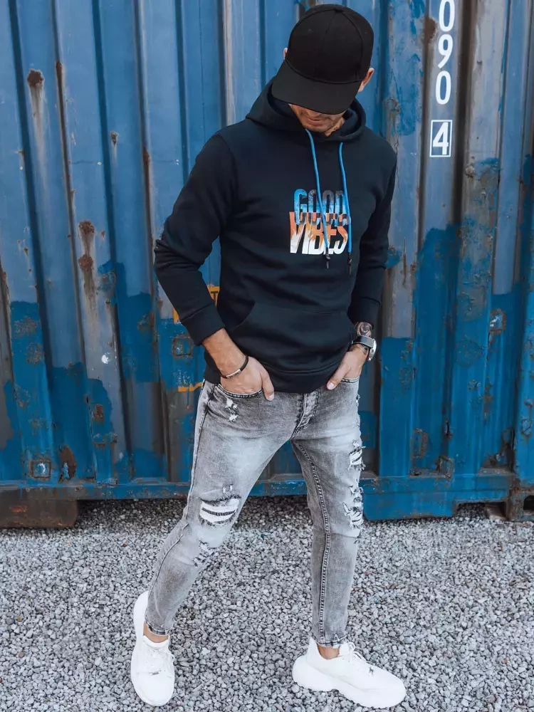 Bluza męska ocieplana z kapturem granatowa Dstreet