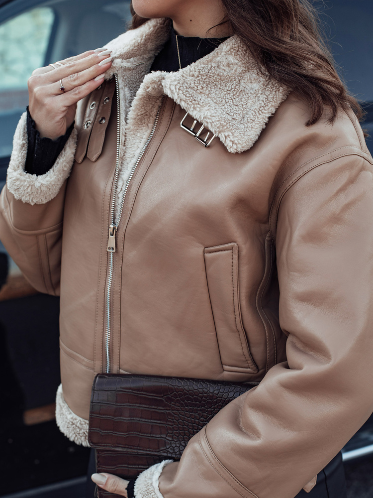 Geacă de piele pentru femei SHEREB kaki