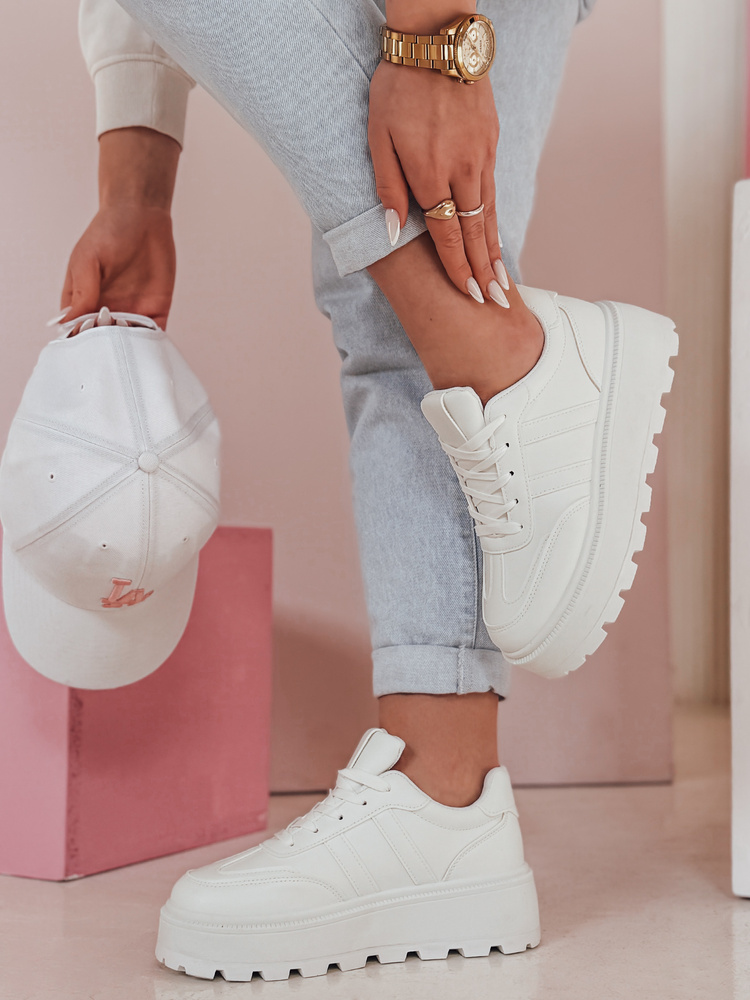 Adidași cu platformă pentru femei PLATIFORM alb Dstreet