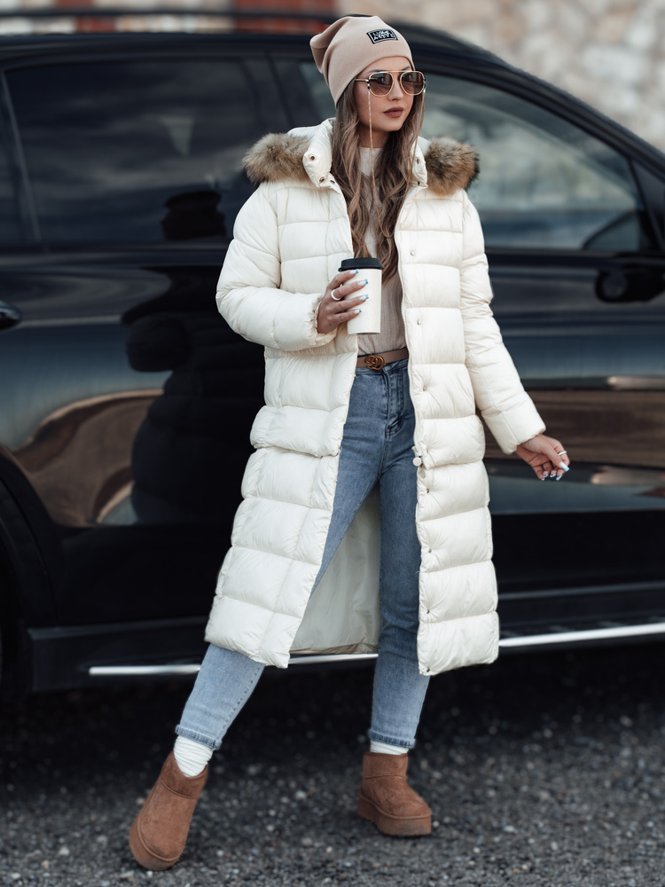 Jachetă matlasată de iarnă pentru femei CROMBILA albă