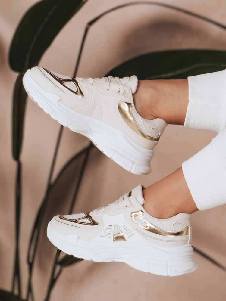 Sportowe sneakersy damskie AURAVIBE beżowe Dstreet