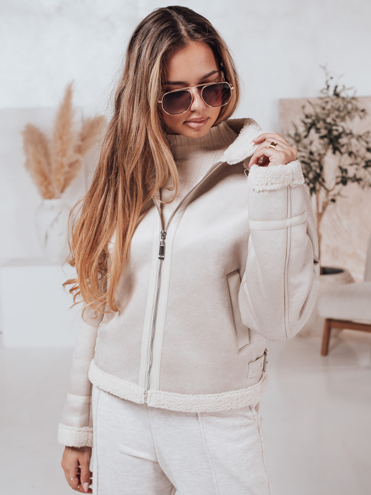 Jachetă de damă din piele întoarsă cu blană KASAMIRA