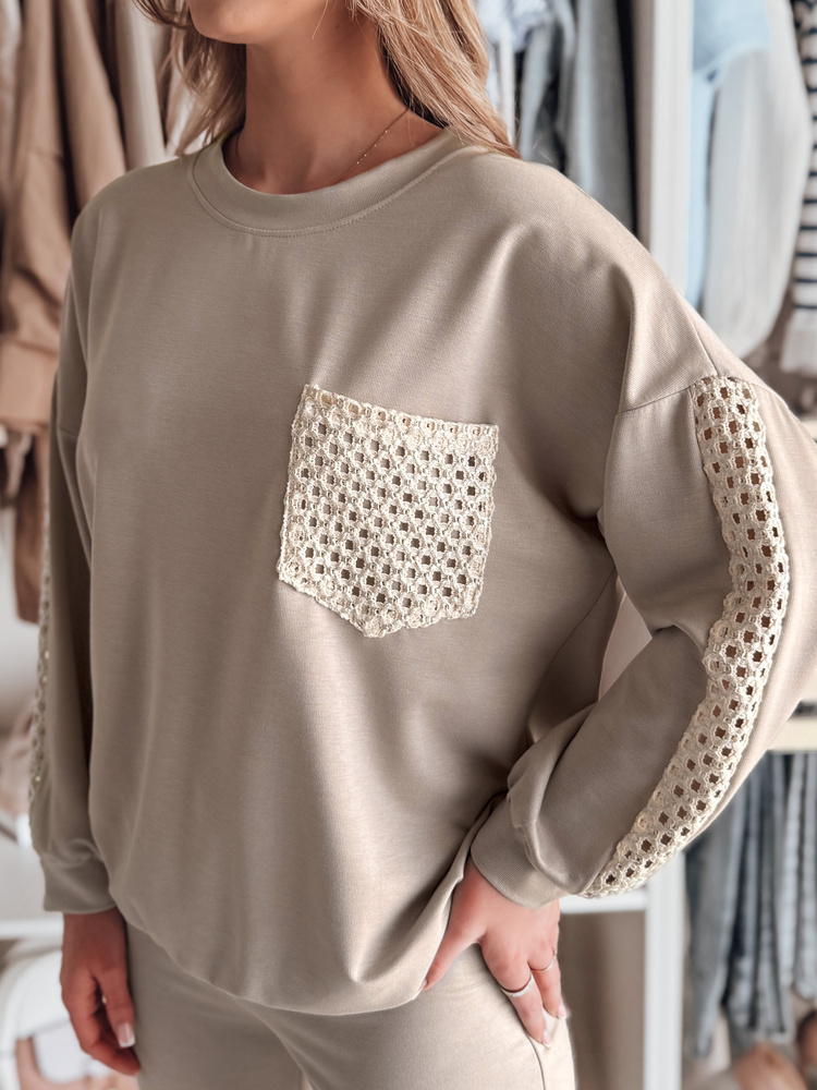 Hanorac supradimensionat pentru femei LUXEEN mocha