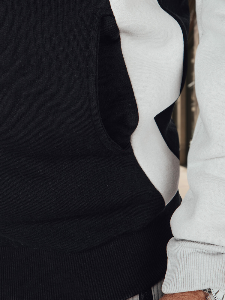 Hanorac cu fermoar alb-negru pentru bărbați