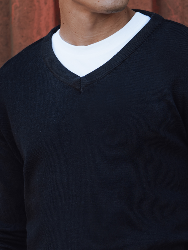 Sweter męski w serek granatowy Dstreet