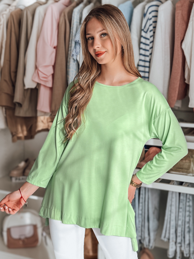 Bluzka damska one size oversize z wisiorkiem COMFILA jasnozielona Dstreet