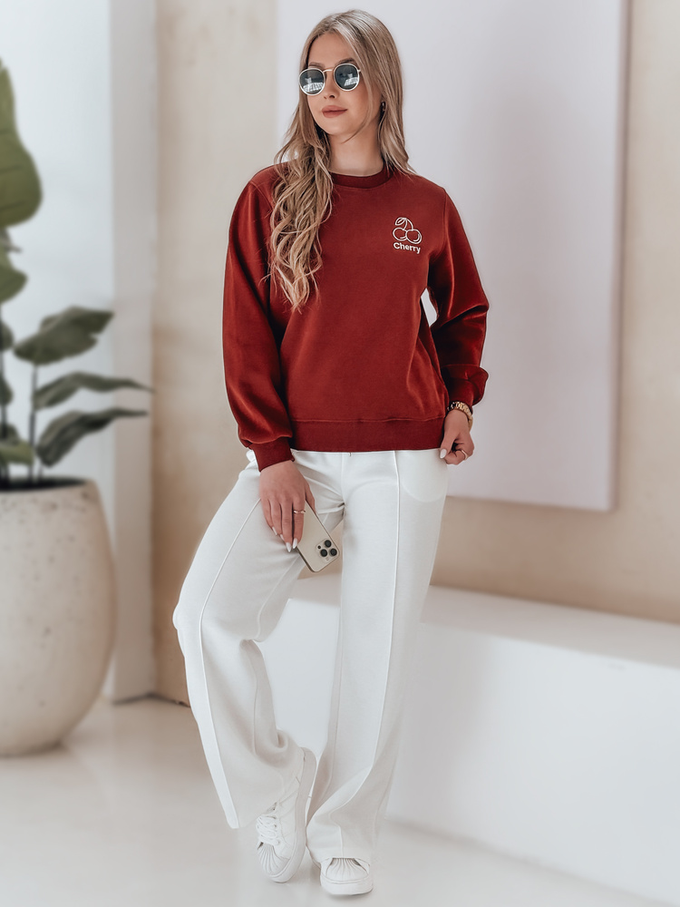 Bluza damska oversize z haftem CHERSOFT ceglana Dstreet