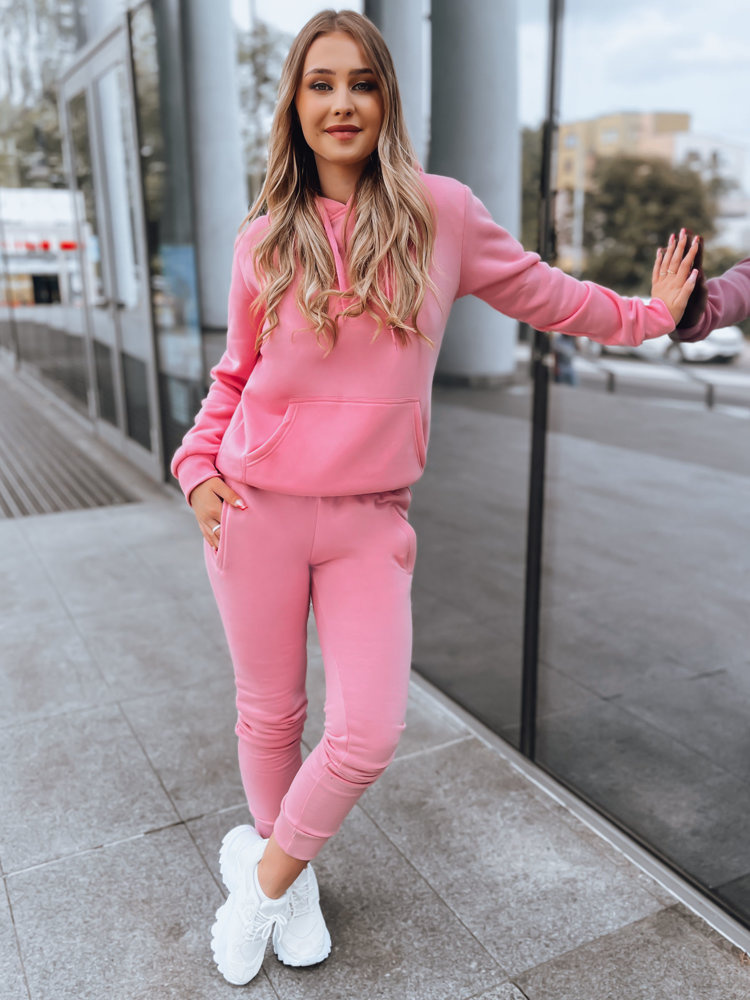 DStreet Bluza damska BASIC z kapturem różowa