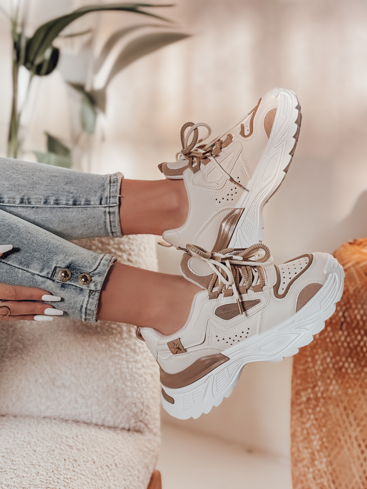Sneakersy damskie na platformie CELESTIC beżowe Dstreet