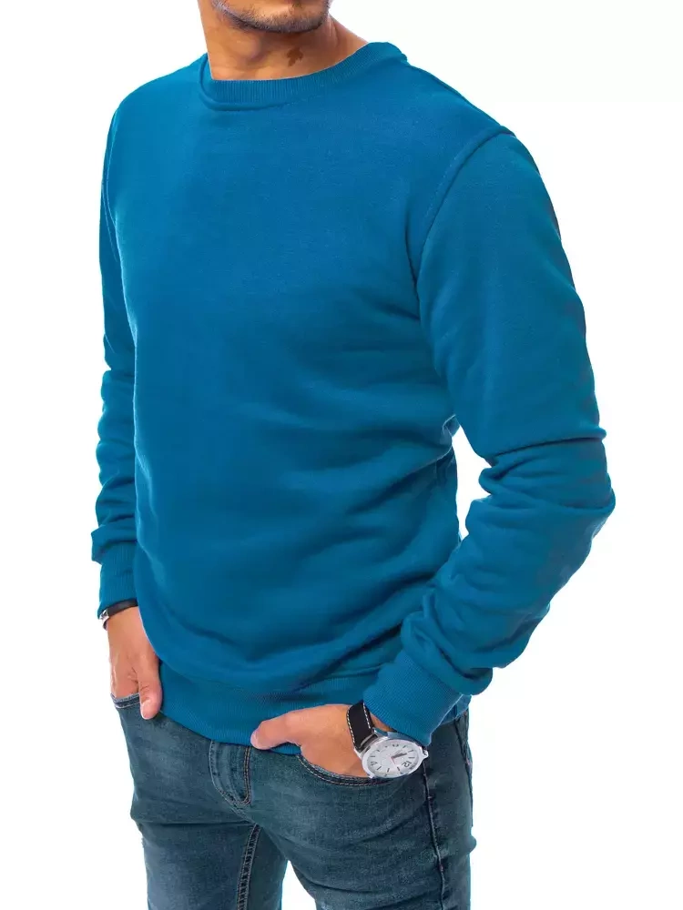 DStreet Bluza męska gładka niebieska BX4983