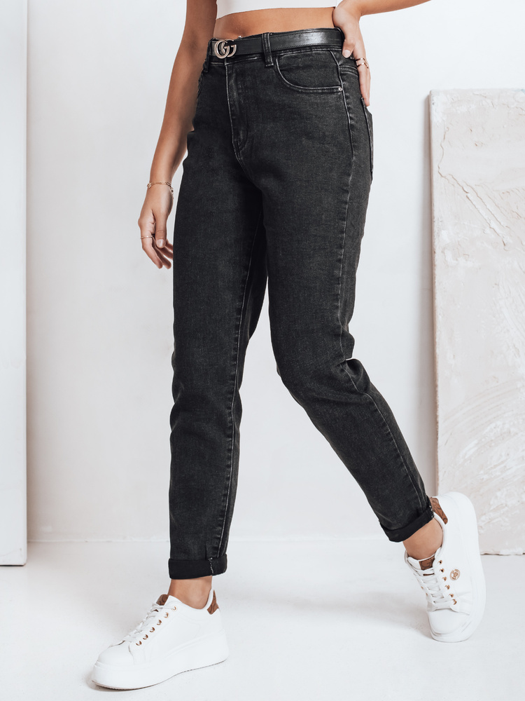 Jeansy damskie mom fit czarne Dstreet