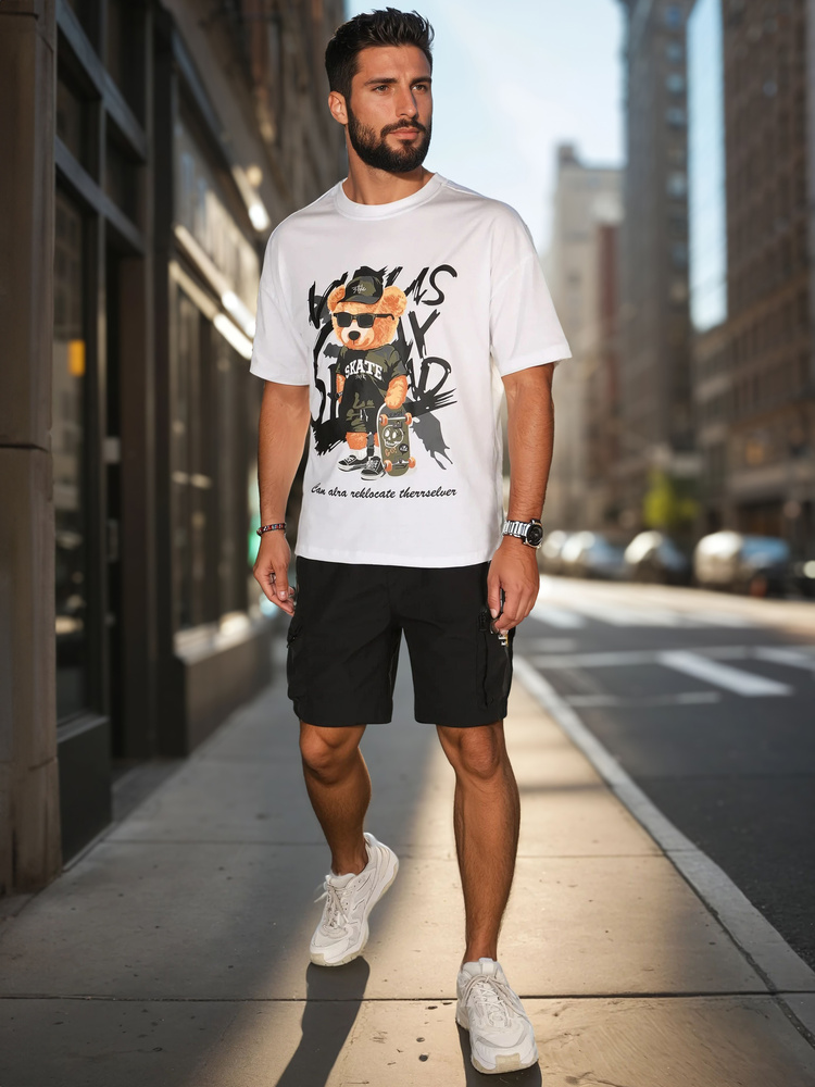 Tricou bărbătesc cu imprimeu, alb