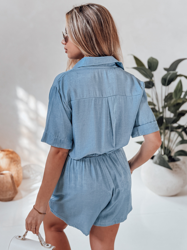 Komplet damski lniany oversize LINEN LOVE jasnoniebieski Dstreet