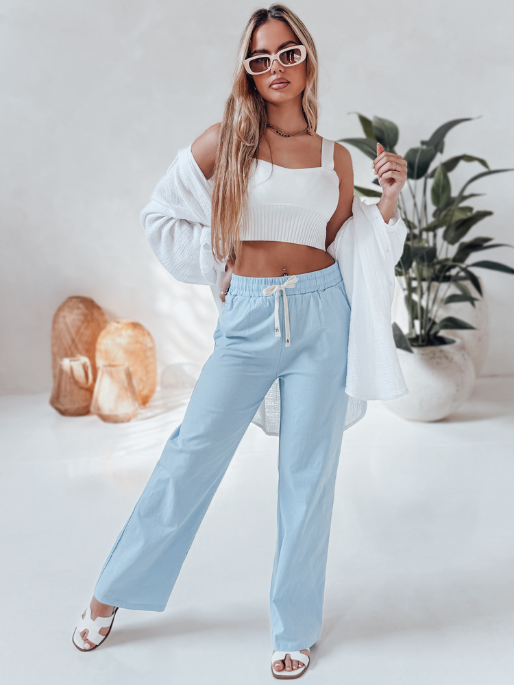 Spodnie damskie casualowe wide leg BOHO DAY jasnoniebieskie Dstreet