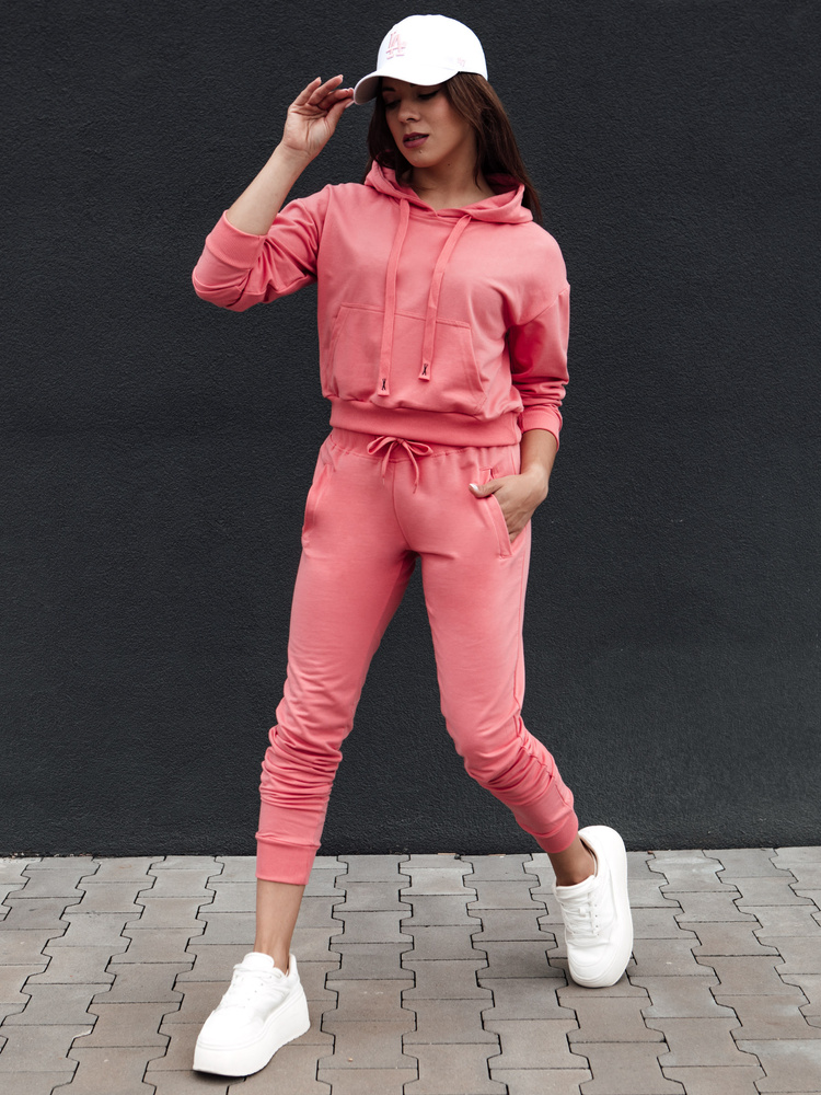 Bluza damska z kapturem TRENDHOOD koralowa Dstreet