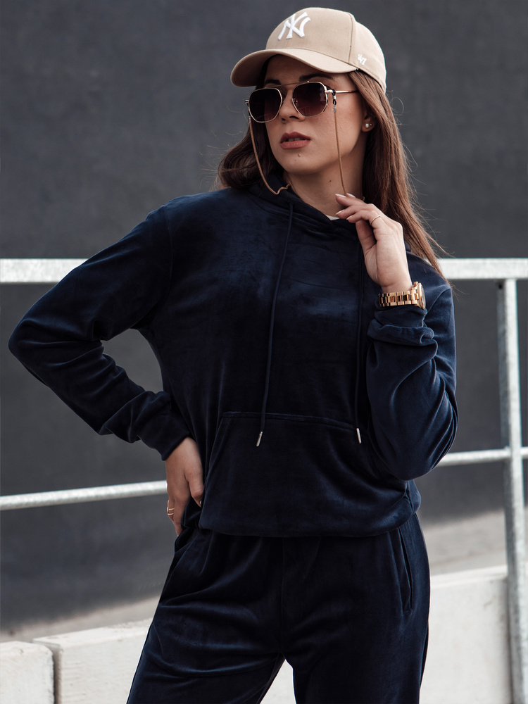 Komplet damski welurowy RELAX FIT granatowy Dstreet