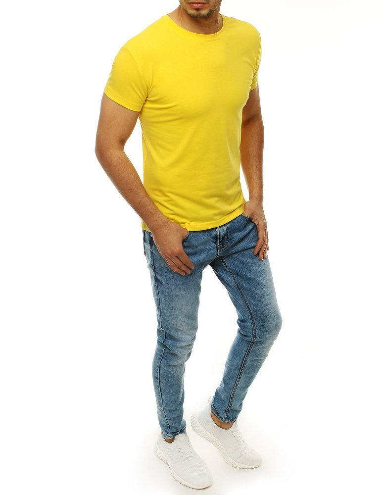 T-shirt męski bez nadruku żółty Dstreet