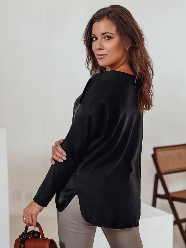 Bluză de damă din satin SILKINEA neagră