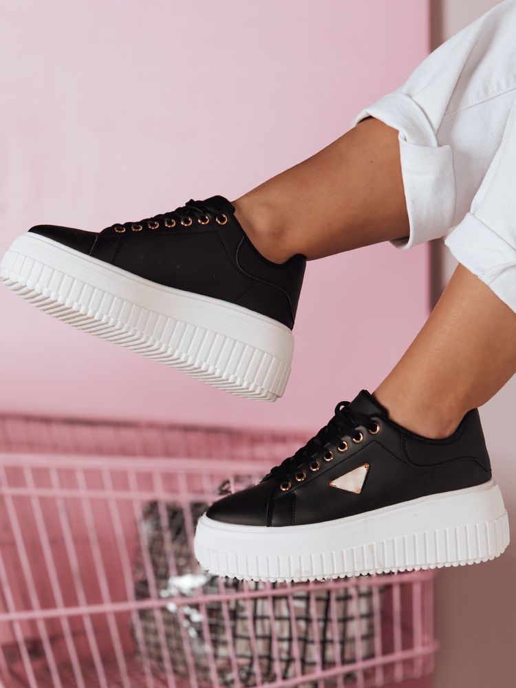 Teniși negri pentru femei pe platforma SNIKPIK