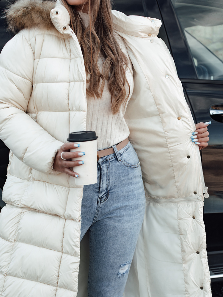 Jachetă matlasată de iarnă pentru femei CROMBILA albă