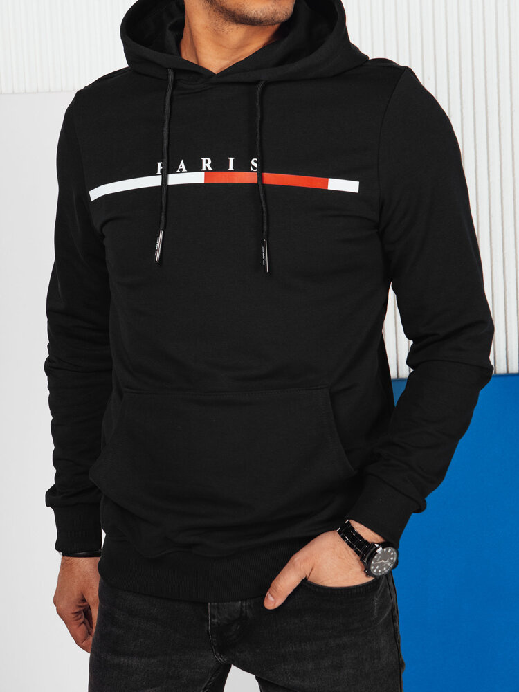 Bluza męska z nadrukiem czarna Dstreet