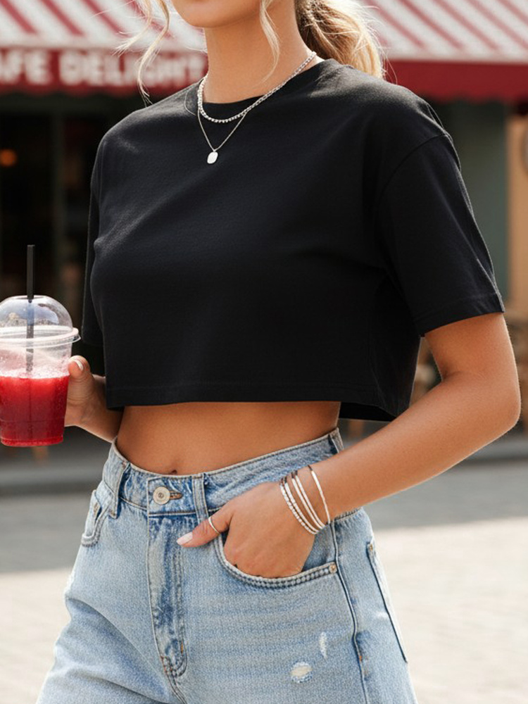Čierny dámsky crop top TABITT