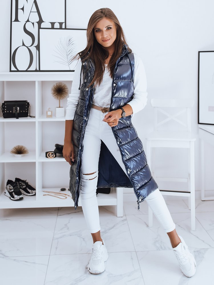 Kamizelka pikowana damska GANTINI niebieska Dstreet