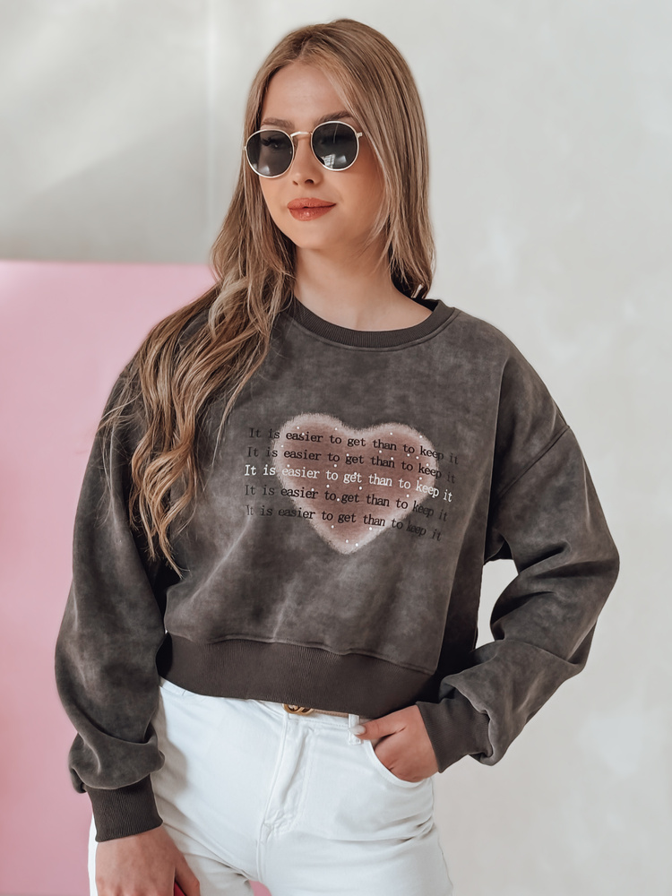 Bluza damska oversize tie-dye z sercem DESSER grafitowa Dstreet