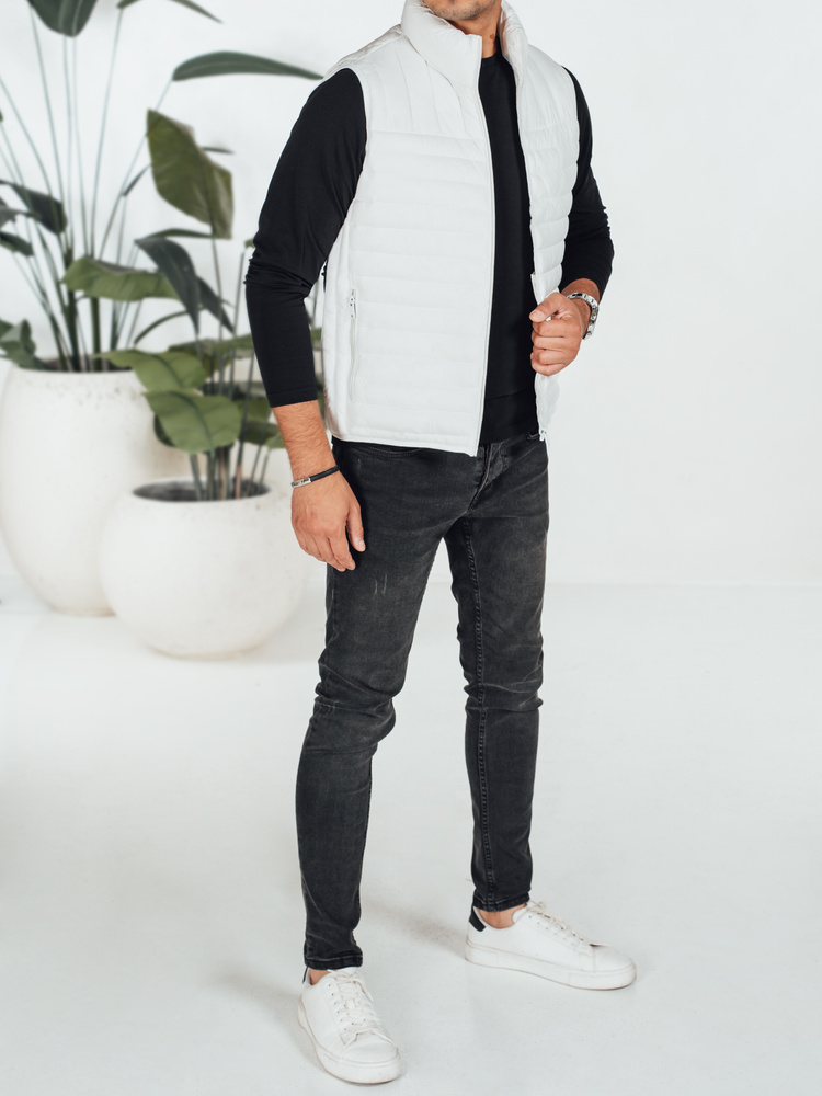 Vestă matlasată albă pentru bărbați Dstreet