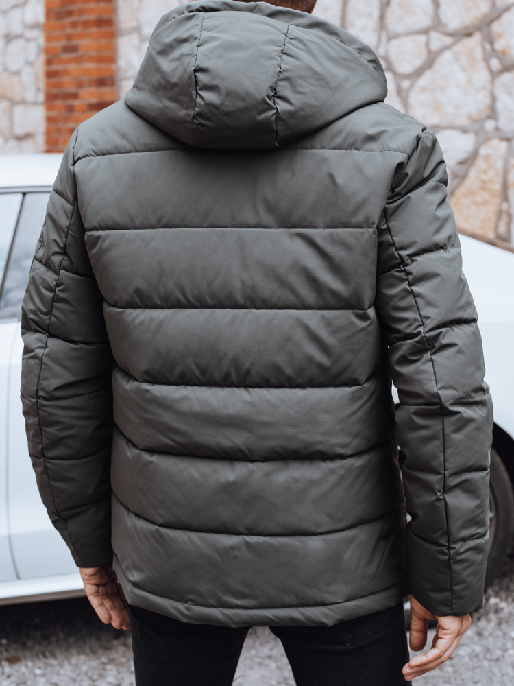 Kurtka męska zimowa pikowana z kapturem grafitowa Dstreet