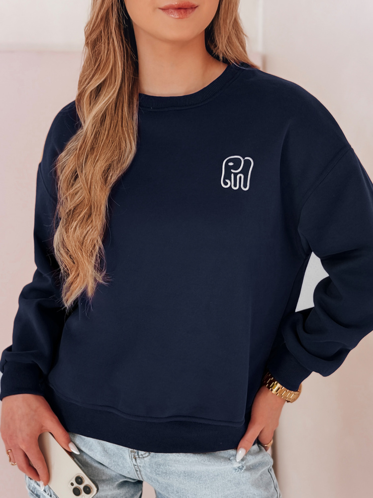 Bluza damska oversize z haftem SOFTSLON granatowa Dstreet