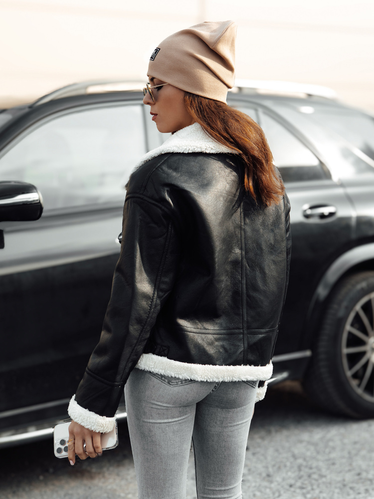 Geacă de piele pentru femei FURBLAZE cu blană