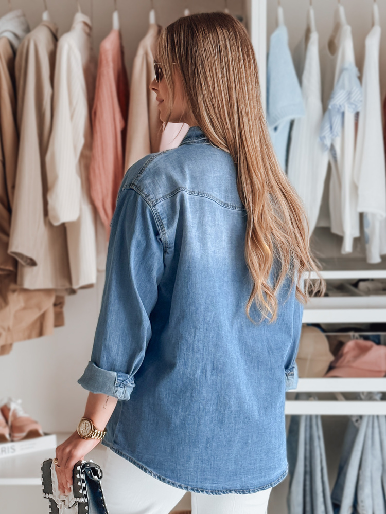 Koszula damska jeansowa oversize DENIMOVA niebieska Dstreet