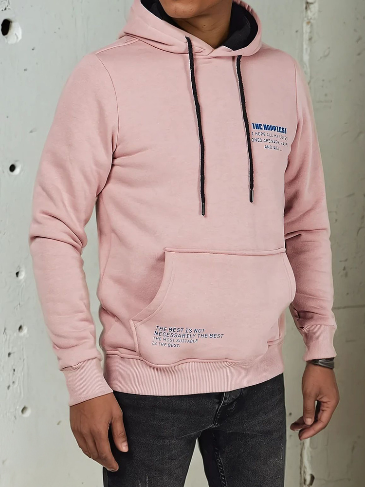 Bluza męska z kapturem różowa Dstreet
