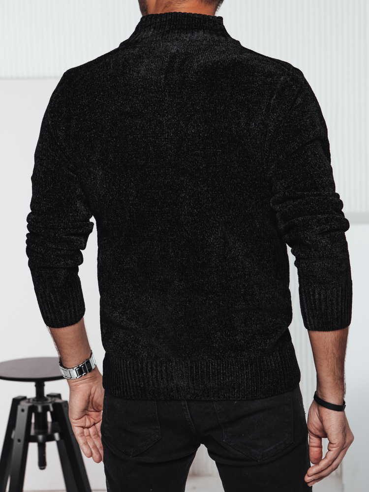 Sweter męski rozpinany czarny Dstreet