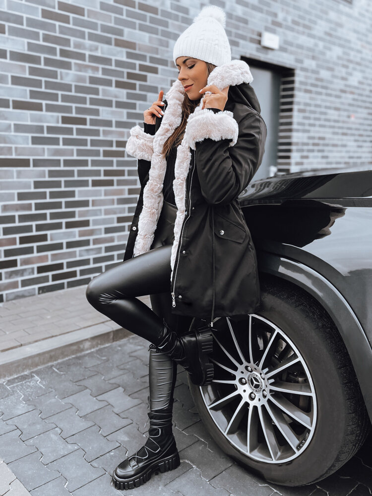 Kurtka zimowa damska parka STARBURST czarna Dstreet