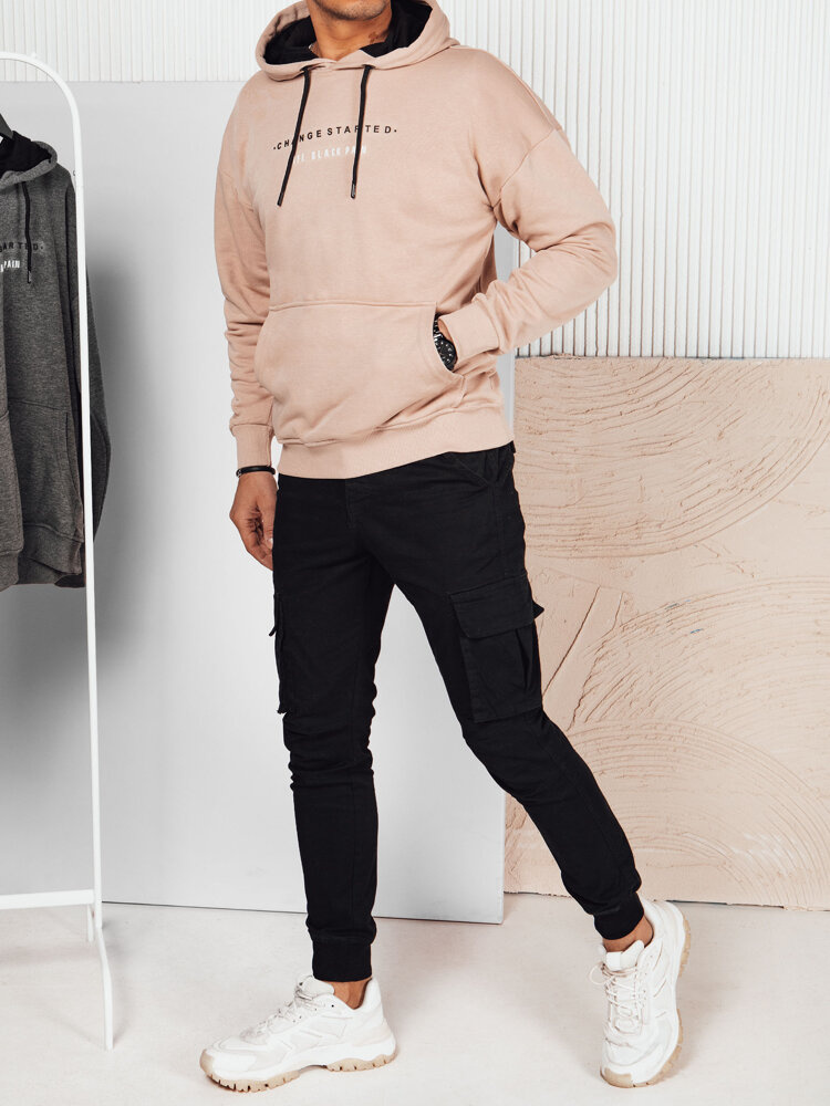 Bluza męska z nadrukiem beżowa Dstreet