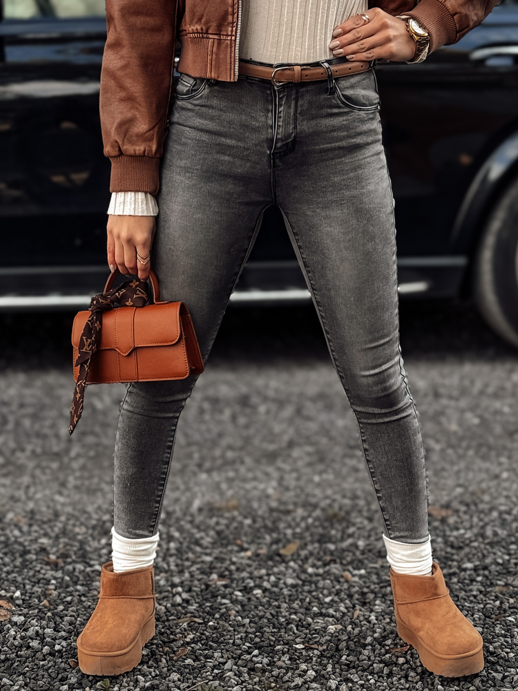 Spodnie damskie JORNIX jeansowe skinny ciemnoszare Dstreet