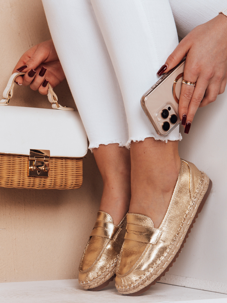 Mokasyny damskie JUDANA złote Dstreet