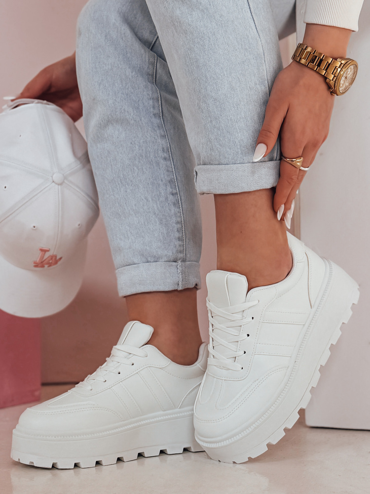 Adidași cu platformă pentru femei PLATIFORM alb Dstreet