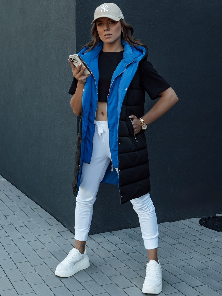 Vestă lungă matlasată cu glugă pentru femei CHESTER