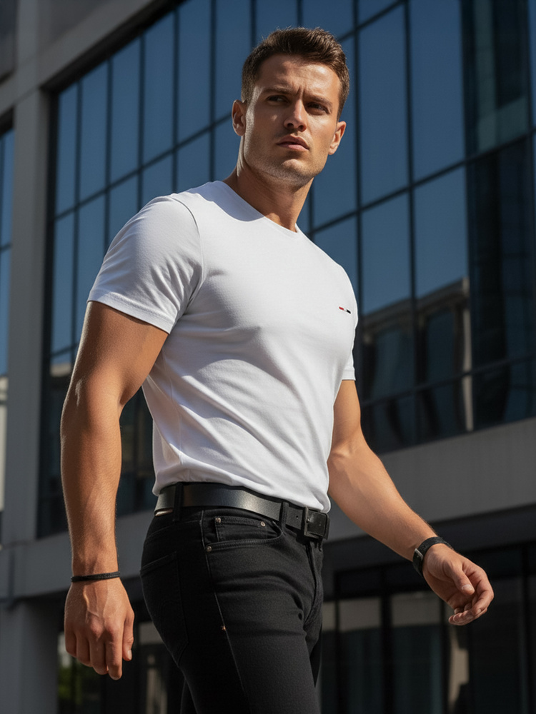 Biely pánsky T-shirt s výšivkou